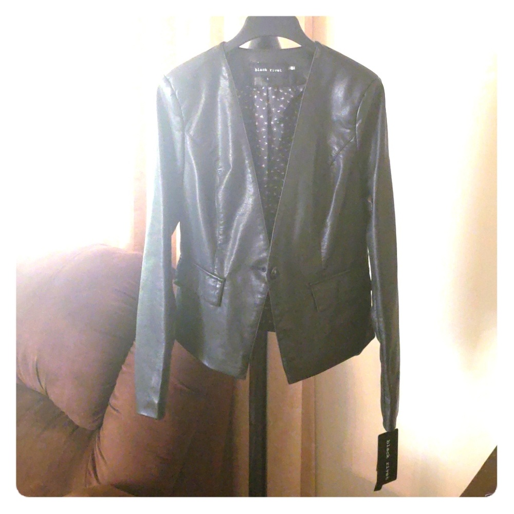Leather Touch Jacket/black rivet